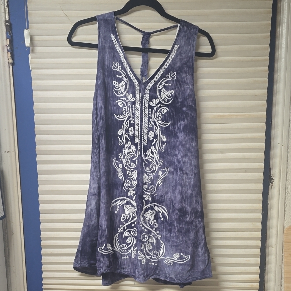 Embroidered Sleeveless Top - Purple